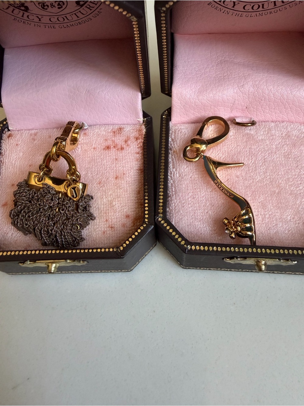 Juicy Couture Gold Charm Juicy Couture Butterfly Charm & Flower Cluster Heart Lo